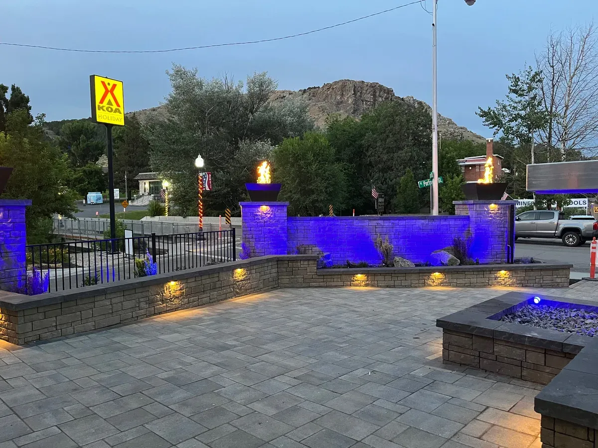 Custom water feature surround in Cache Valley